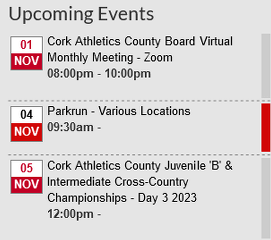 cork athletics events week ending november 5th 2023