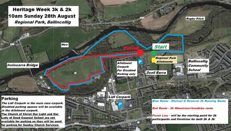 Ballincollig Heritage Week 3k Course Map August 2016 min