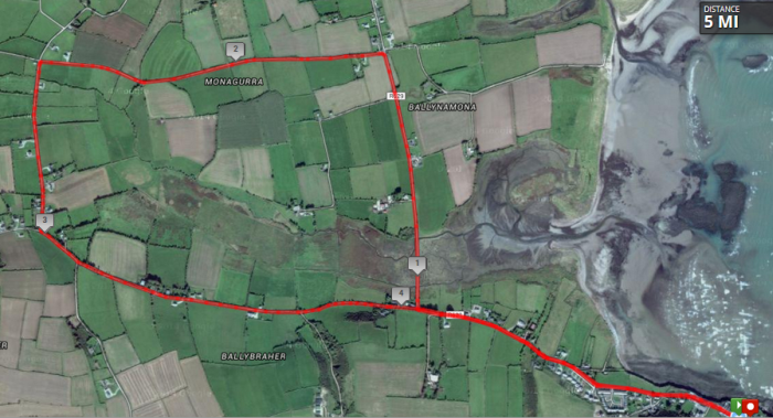 Ballycotton 5 Mile Road Race - Course Route Map