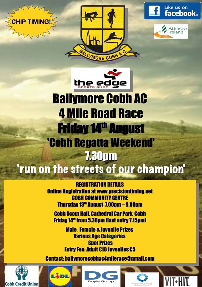 Ballymore-Cobh 4 Mile Road Race - Event Flyer 2015