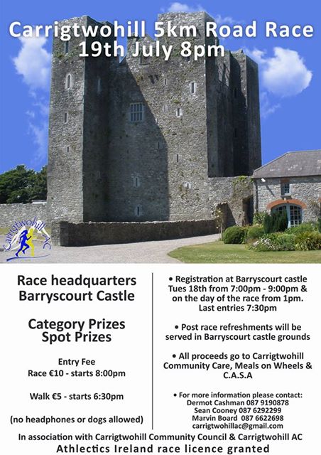 carrigtwohill 5k road race flyer 2017