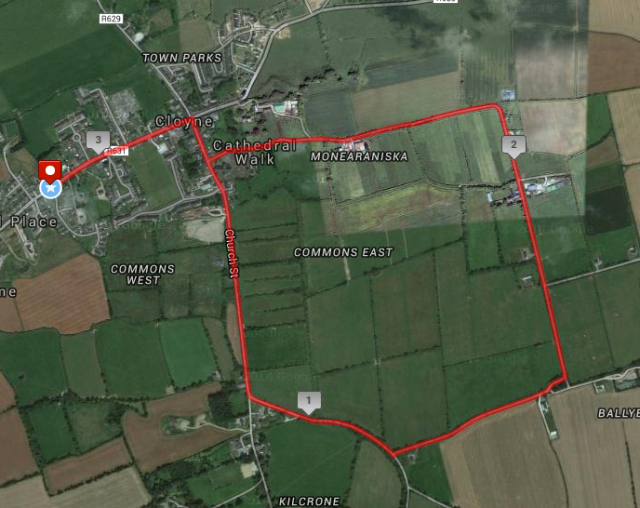 Cloyne 5k Road Race Course Route Map