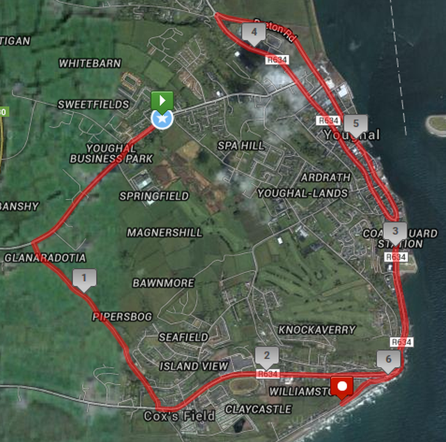 Emer Casey 10k - Youghal - Course Route Map