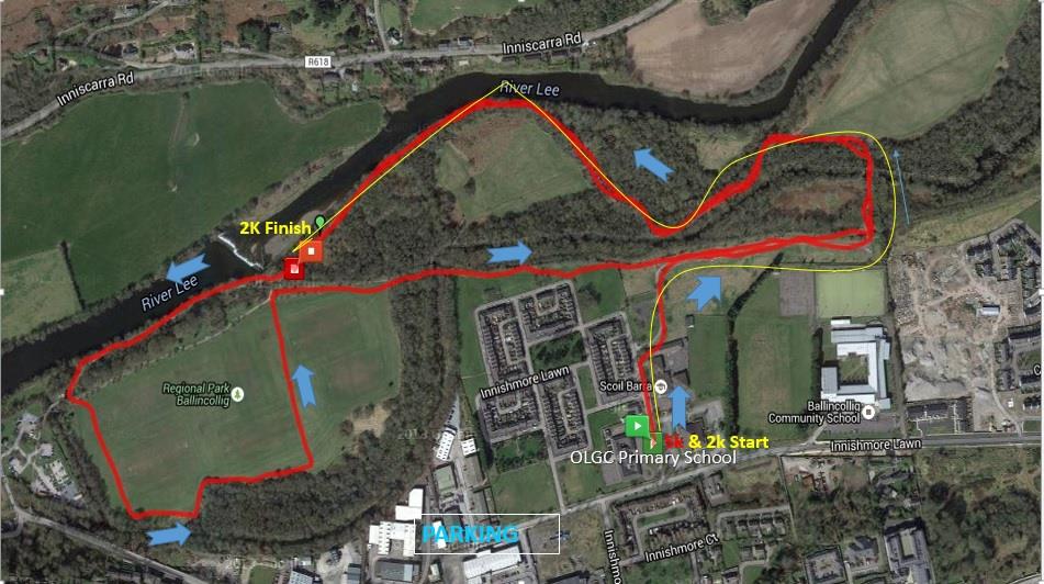Rebel Run4Fun 5k Race Course Map - Ballincollig Regional Park
