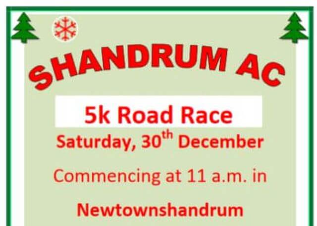 shandrum 5k road race flyer december 2017a