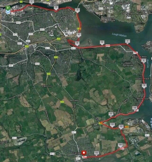 The Great Railway Run 25k Road Race 2017 Route Map