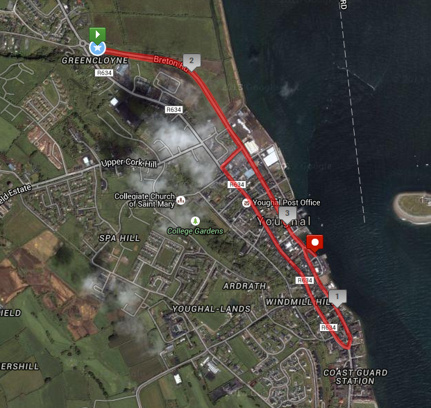 Youghal 5k - Course Route Map