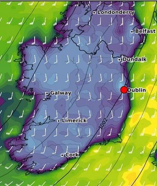 dublin marathon wind forecast midnight fri 28th oct 2022