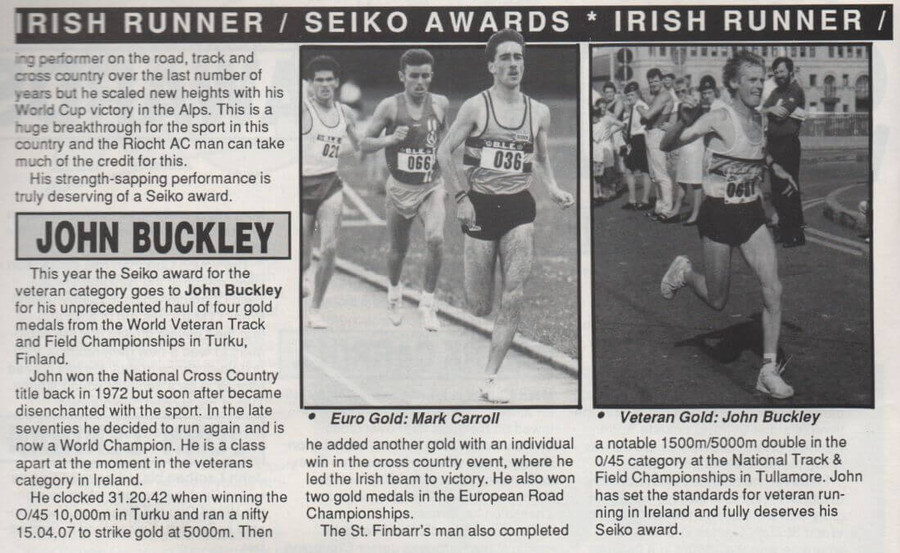 john buckley irish runner seiko awards 1992