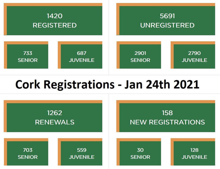 cork registrations jan 24th 2021