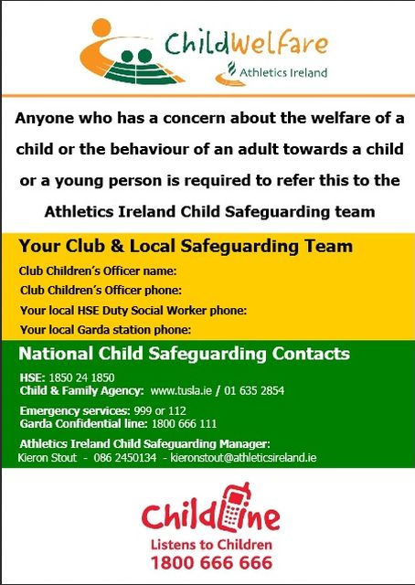 Athletics Ireland Child Safeguarding Poster March 2015