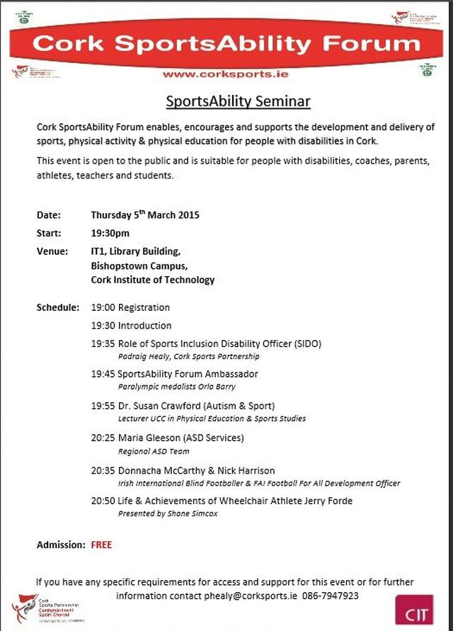 Cork SportsAbility Forum 2015 - Program