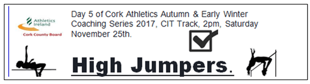 cork athletics autumn winter coaching day 5 2017 high jump banner