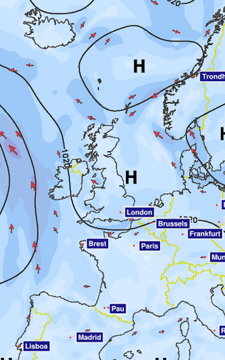 Predicted Wind - Cork 1000, Mon June 6th