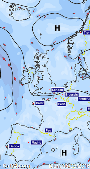 Predicted Wind - Cork 1400, Mon June 6th