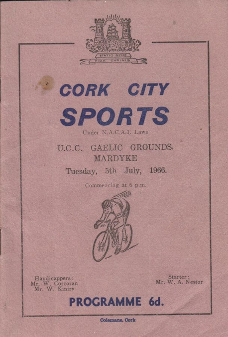 programme cork city sports july 5th 1966a