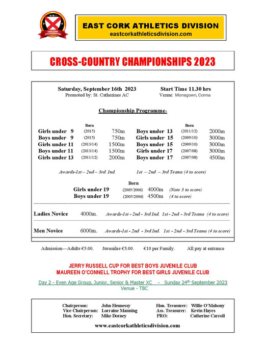 east cork athletics division day 1 programme xc uneven age novice 2023 page 001