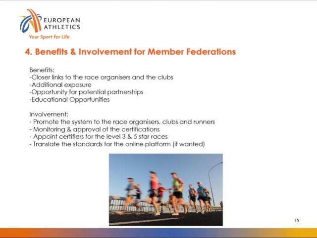 European Athletics Race Standards - Benefits for Member Federations