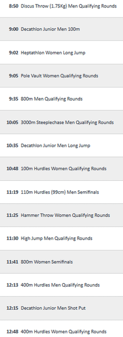 european athletics under 20 championships day 2 morning schedule 2019
