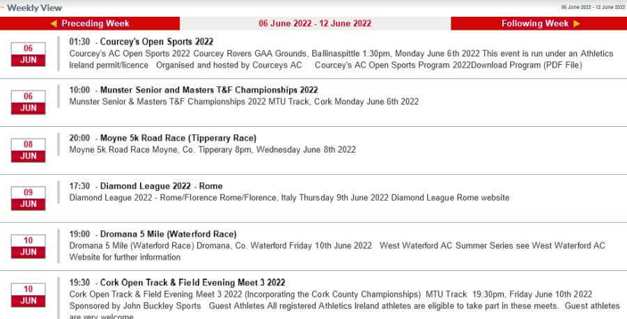 cork athletics calendar we sun june 12th 2022a