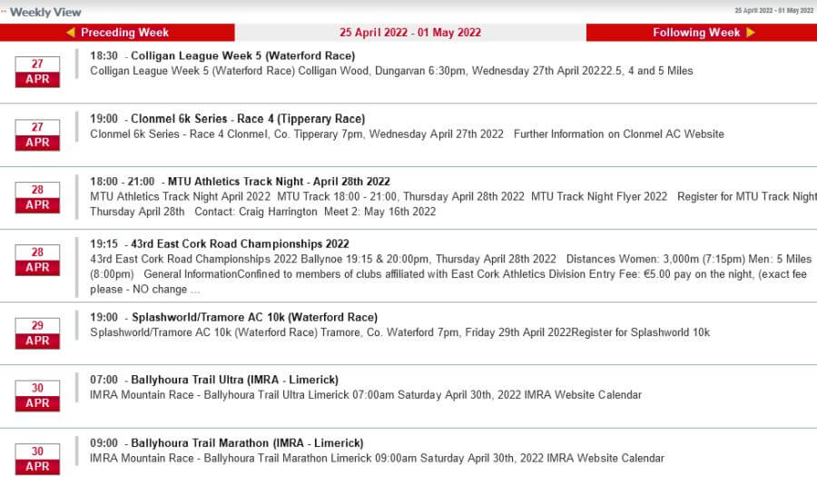 cork athletics calendar we sun may 1st 2022a