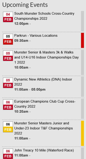 cork athletics events week ending feb 6th 2022a