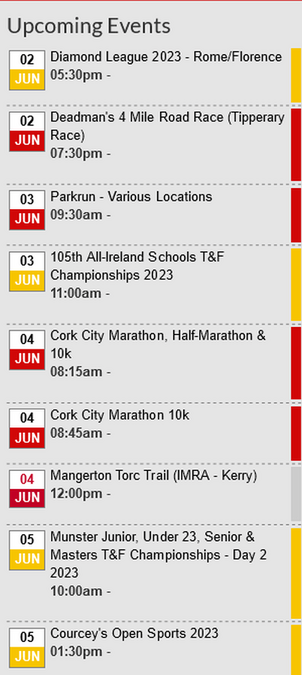 cork athletics events week ending june 5th 2023