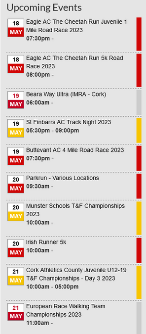 cork athletics events week ending may 21st 2023