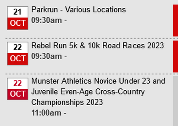 cork athletics events week ending october 22nd 2023