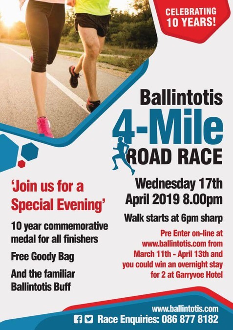 ballintotis 4 mile road race flyer 2019