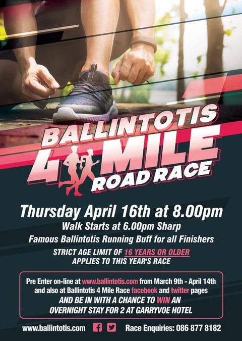 ballintotis 4 mile road race flyer 2020