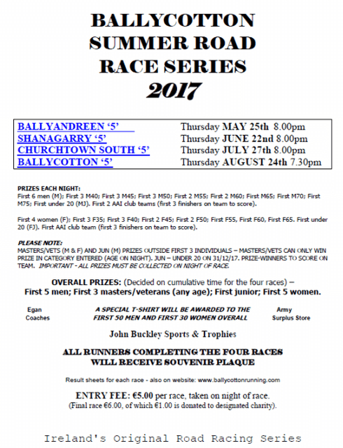 ballycotton 5 mile summer series flyer 2017