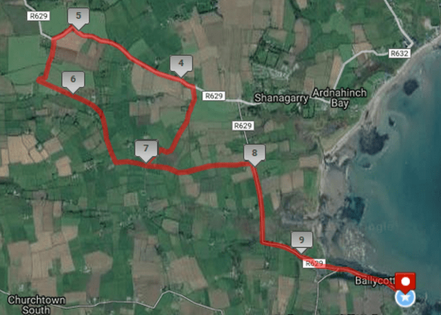 Ballycotton 10 Mile Road Race Course Route Map