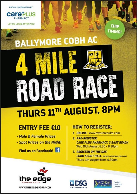 Ballymore Cobh 4 Mile Road Race Flyer 2016