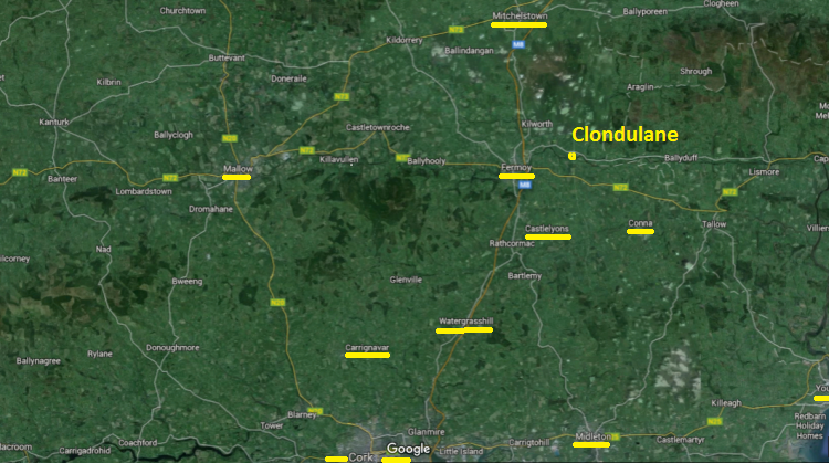 Clondulane-Fermoy Location Map