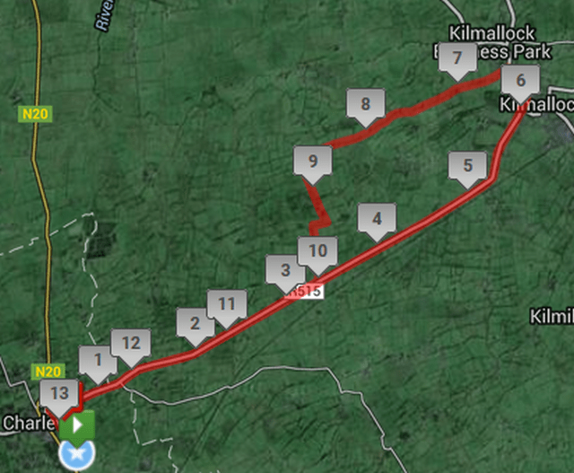 Charleville International Half Marathon Road Race Course Route Map min