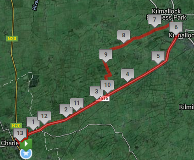 Charleville International Half-Marathon Road Race - Course Route Map