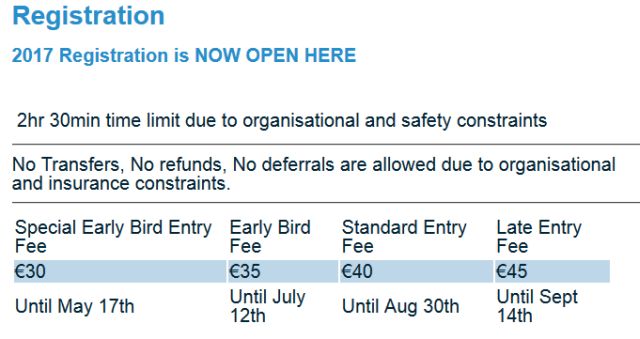 charleville international half marathon fee schedule 2017