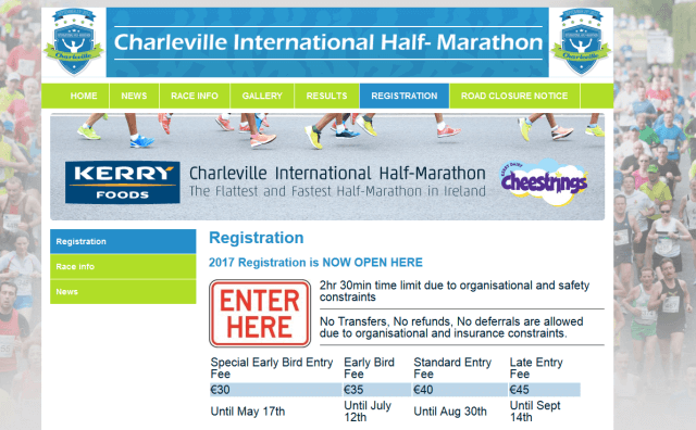 charleville international half marathon registration 2017
