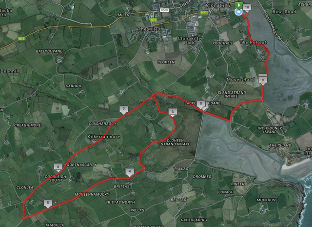 Clonakilty 10 Mile Road Race - Course Route Map