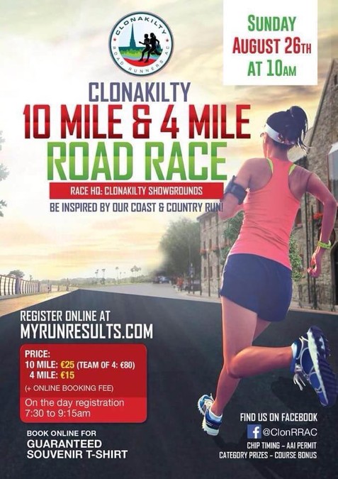 clonakilty 10 mile road race flyer 2018a