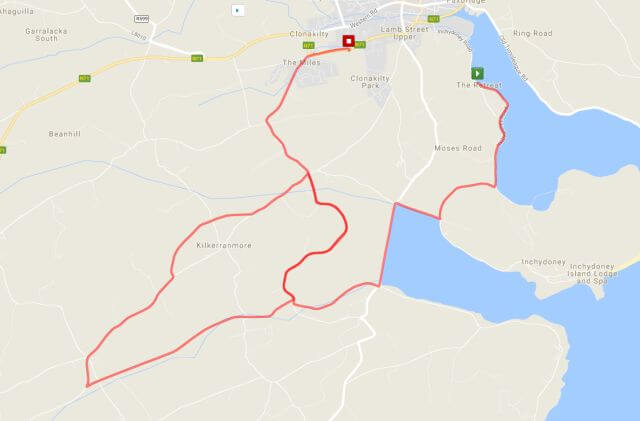 clonakilty 10 mile road race route map 2017