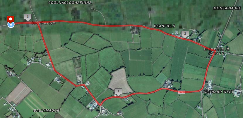 Clonpriest 5k Route Map