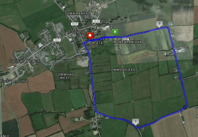 Cloyne Commons 4k Road Race Course Route Map min