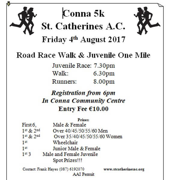 conna 5k road race flyer 2017