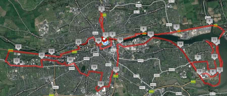 Cork City Marathon 2017 Route Map