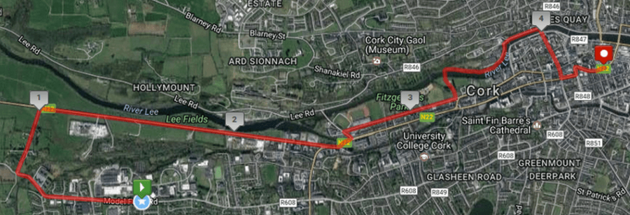 Cork City Marathon Relay Leg 5 2017 Route Map