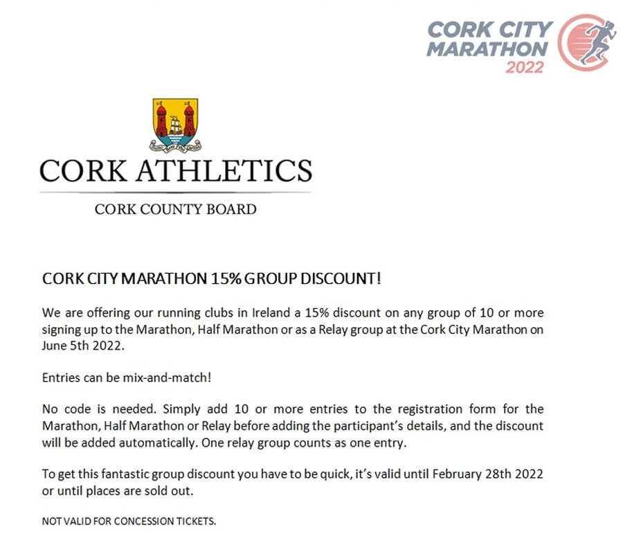 cork city marathon entry discount february 2022