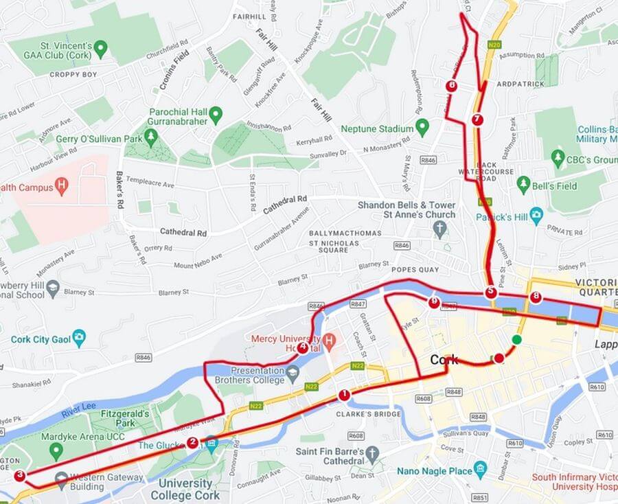 cork city marathon 10k route 2023 map view