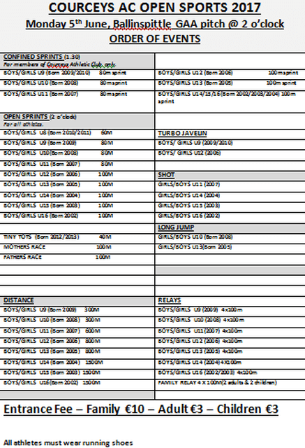 courceys open sports program 2017